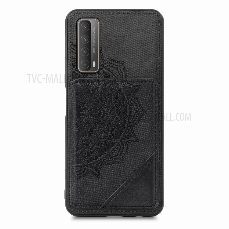 Mandala Flower Pattern PU Leather+TPU Flip Wallet Phone Case for Huawei P smart 2021 / Y7a - Black-2