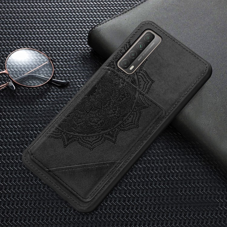 Mandala Flower Pattern PU Leather+TPU Flip Wallet Phone Case for Huawei P smart 2021 / Y7a - Black-5