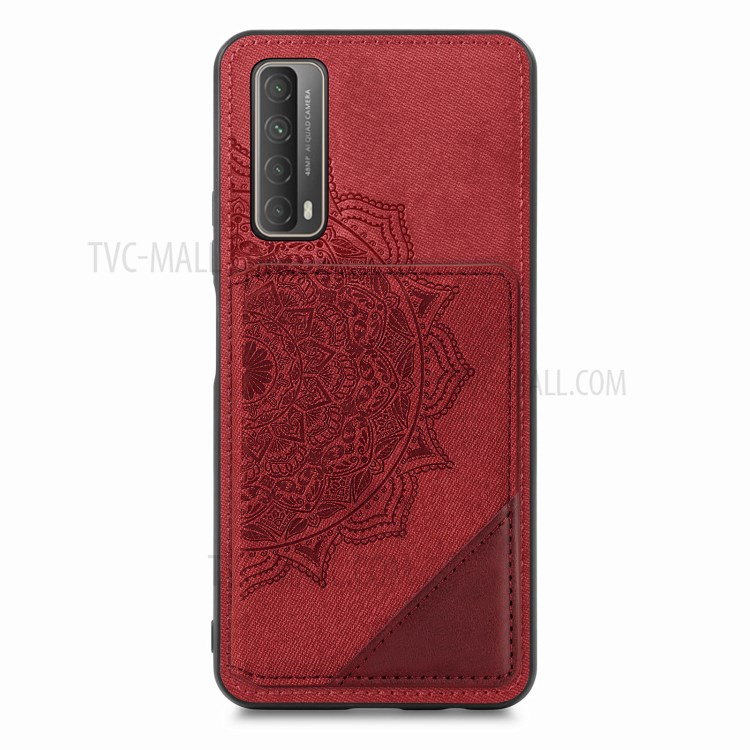 Mandala Flower Pattern PU Leather+TPU Flip Wallet Phone Case for Huawei P smart 2021 / Y7a - Red-2