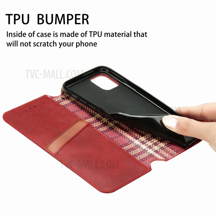 Fashionable Auto-absorbed Rhombus Texture PU Leather Wallet Phone Cover for Huawei P smart 2021 / Y7a - Red-16