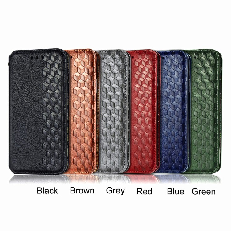 Fashionable Auto-absorbed Rhombus Texture PU Leather Wallet Phone Cover for Huawei P smart 2021 / Y7a - Red-18