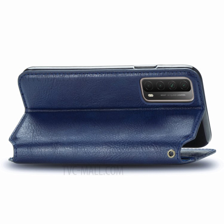 Fashionable Auto-absorbed Rhombus Texture PU Leather Wallet Phone Cover for Huawei P smart 2021 / Y7a - Blue-6