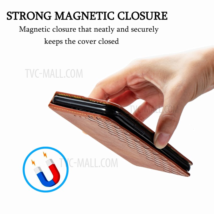 Fashionable Auto-absorbed Rhombus Texture PU Leather Wallet Phone Cover for Huawei P smart 2021 / Y7a - Brown-9