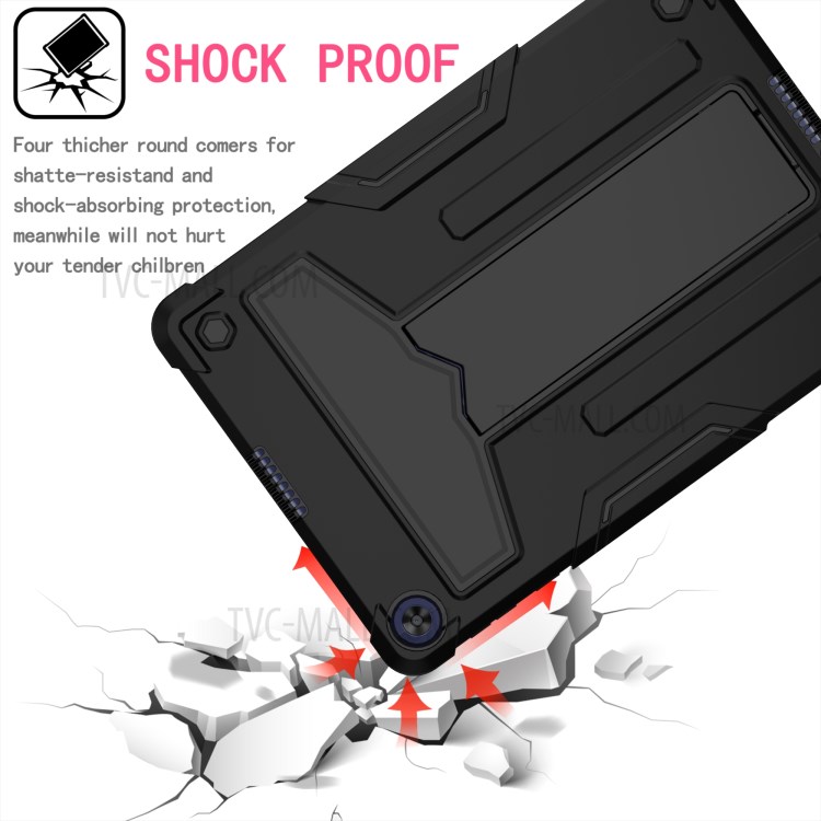 Foldable T-shaped Kickstand Anti-dust PC Silicone Protector Cover for Huawei MatePad T10S - All Black-4