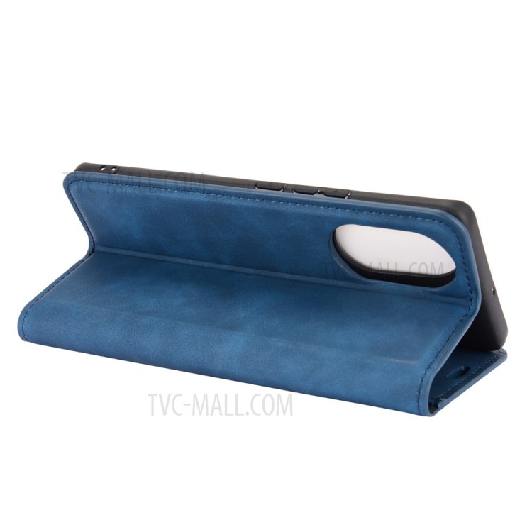 Auto-absorbed Soft-Touch Feeling Wallet Stand Design Leather Cover for Huawei nova 8 5G - Blue-4