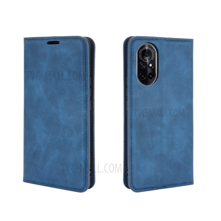 Auto-absorbed Soft-Touch Feeling Wallet Stand Design Leather Cover for Huawei nova 8 5G - Blue-5