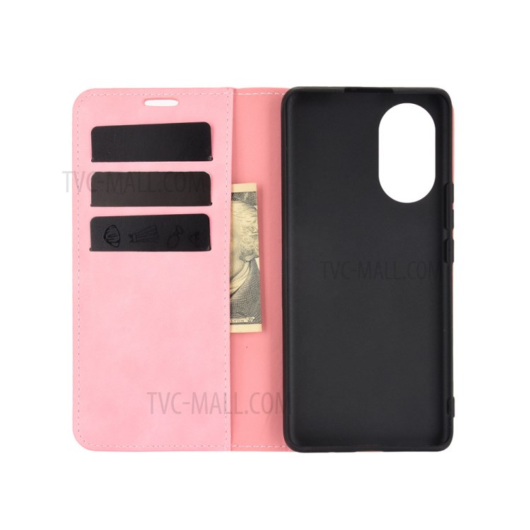 Auto-absorbierte Weiche Berührungsgefühl-Wallet-Stand-Design-Lederabdeckung Für Huawei Nova 8 5g - Rosa-2