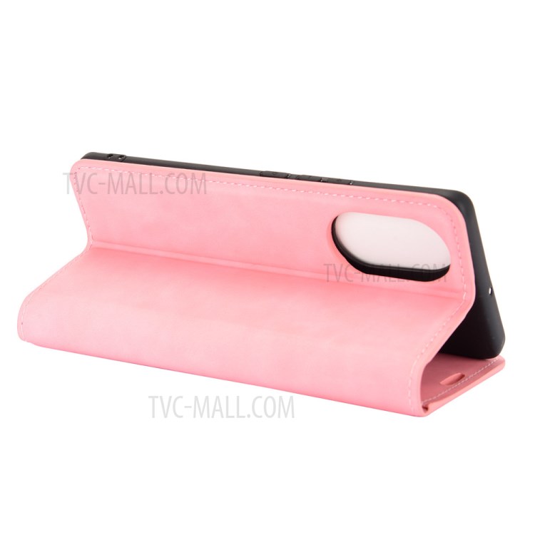 Auto-absorbierte Weiche Berührungsgefühl-Wallet-Stand-Design-Lederabdeckung Für Huawei Nova 8 5g - Rosa-4