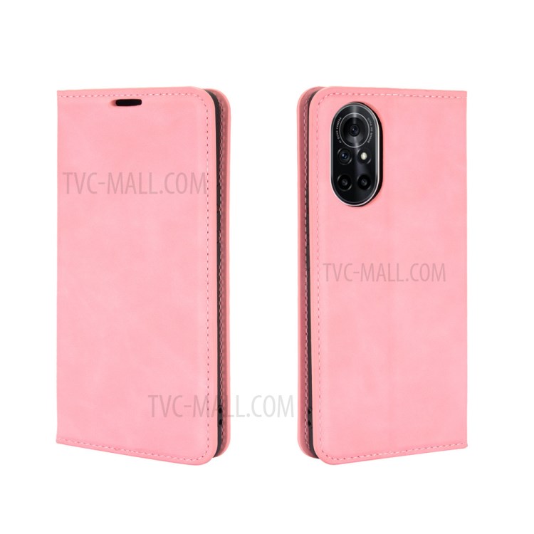 Auto-absorbierte Weiche Berührungsgefühl-Wallet-Stand-Design-Lederabdeckung Für Huawei Nova 8 5g - Rosa-5