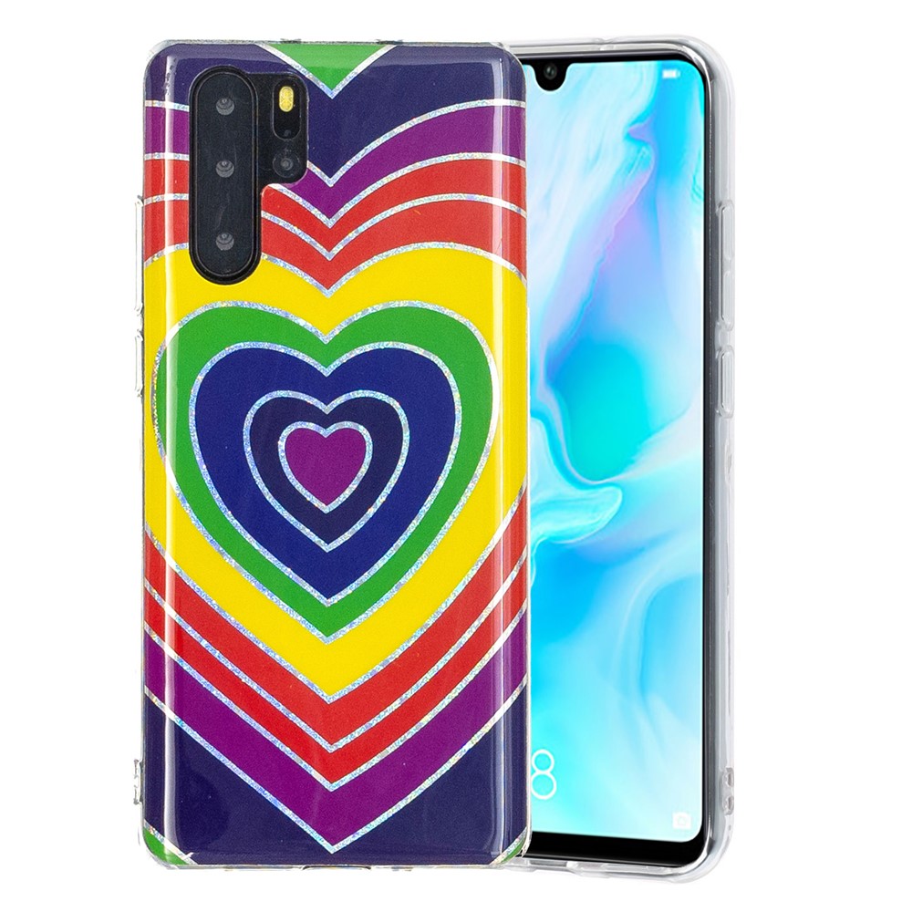 Electroplating IMD Marble Pattern Printing Flexible TPU Cover Case for Huawei P30 Pro - Heart-2