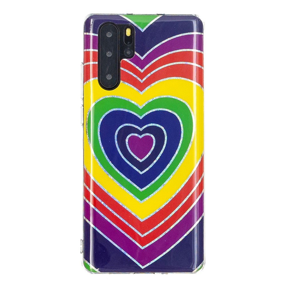 Electroplating IMD Marble Pattern Printing Flexible TPU Cover Case for Huawei P30 Pro - Heart-3