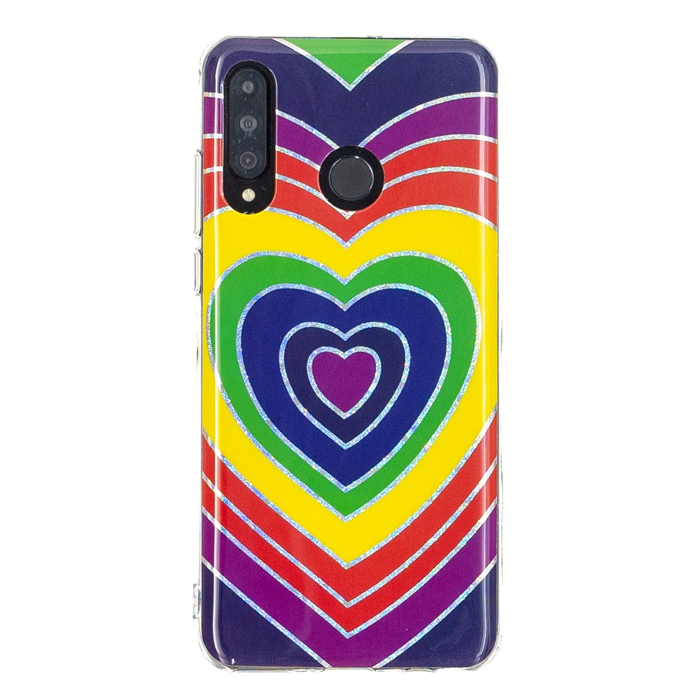 Flexible TPU Cover Case with IMD Electroplating Marble Pattern Printing for Huawei P30 Lite - Heart-3