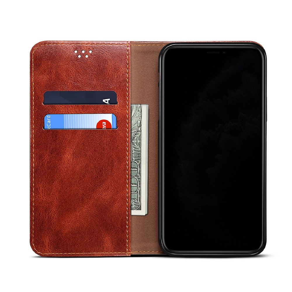 Oil Wax Surface PU Leather+TPU Wallet Stand Mobile Phone Cover for Huawei Nova 8 5G - Red-5