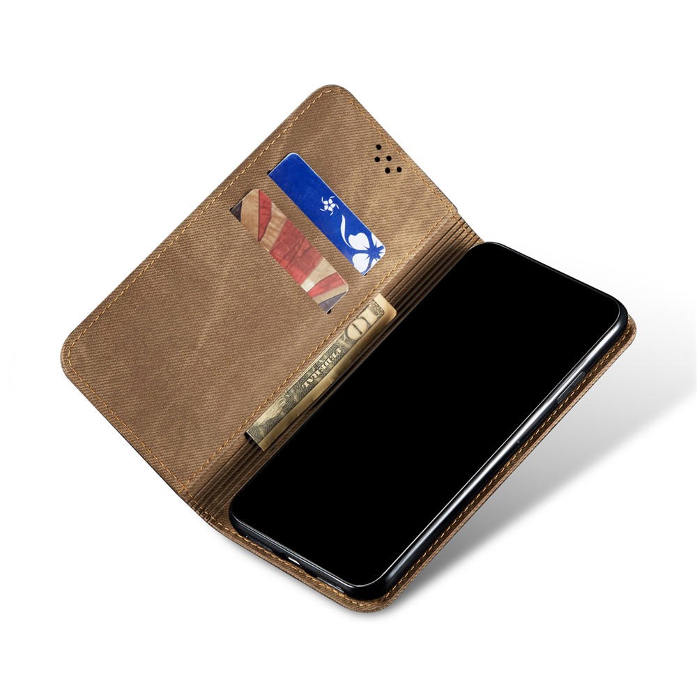 Coque Du Portefeuille En Cuir De Texture De Toile De Jeans Pour Huawei Nova 8 5G - Kaki-4