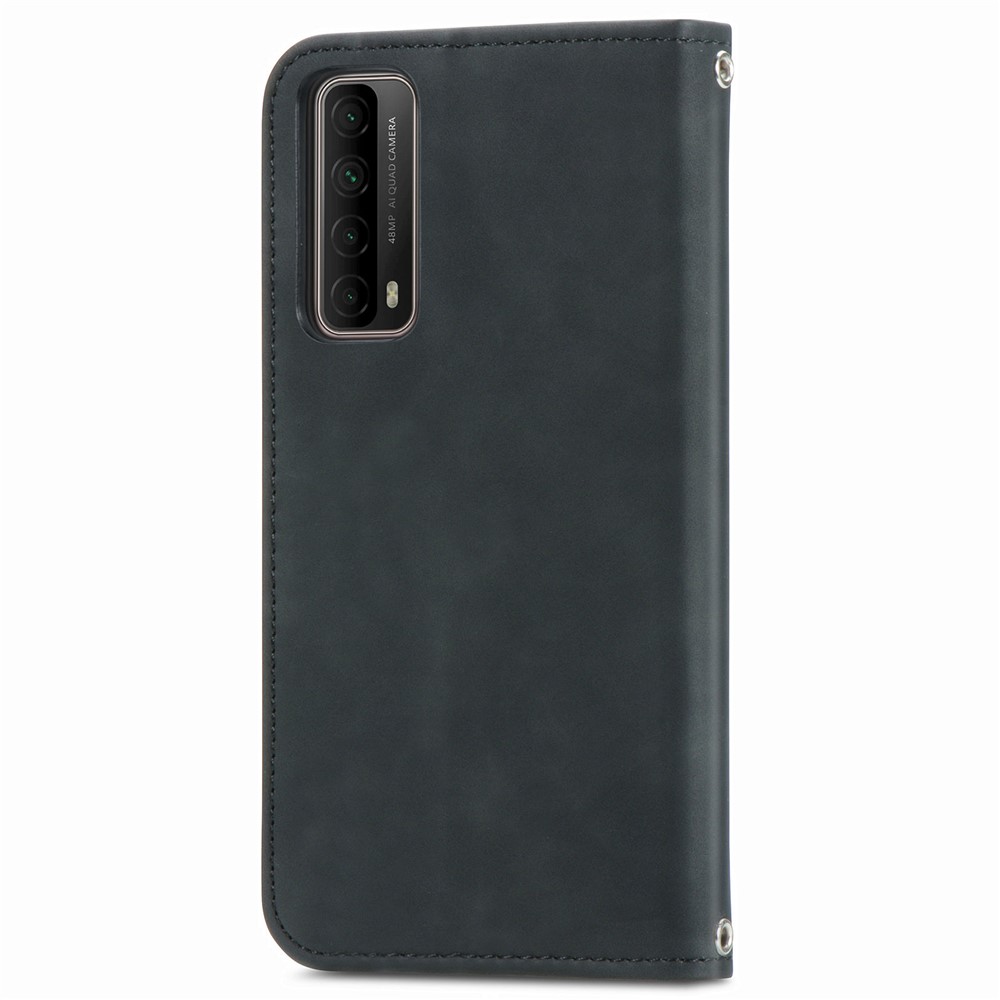 Auto-absorbed Vintage PU Leather Phone Casing for Huawei P Smart 2021 / Huawei Y7a - Black-4