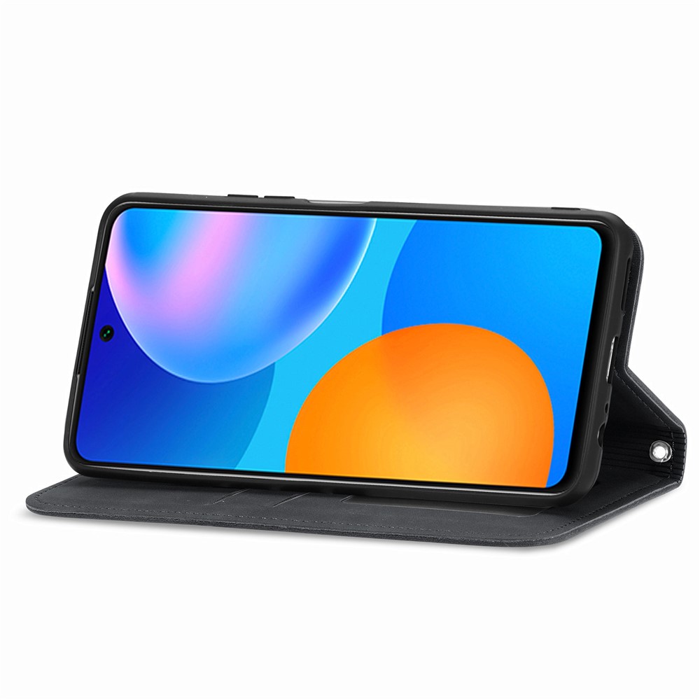 Auto-absorbed Vintage PU Leather Phone Casing for Huawei P Smart 2021 / Huawei Y7a - Black-6