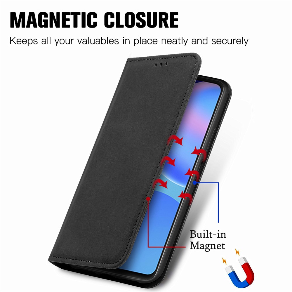 Auto-absorbed Vintage PU Leather Phone Casing for Huawei P Smart 2021 / Huawei Y7a - Black-8