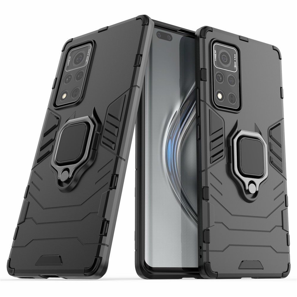 Cool Guard PC + Couverture De Téléphone Hybride TPU Avec Kickstand Pour L'honneur V40 5G - Noir-2