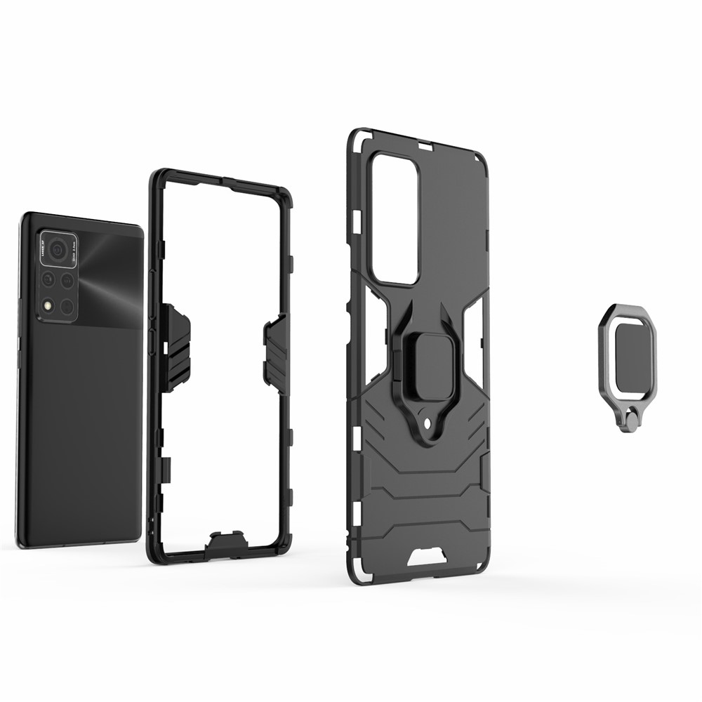 Cool Guard PC + Couverture De Téléphone Hybride TPU Avec Kickstand Pour L'honneur V40 5G - Noir-4