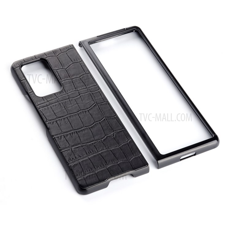 Krokodil-Haut Echtes Leder Beschichtete PC-Hybrid-Telefon-Hülle Für Huawei-Mate X2 - Schwarz-2
