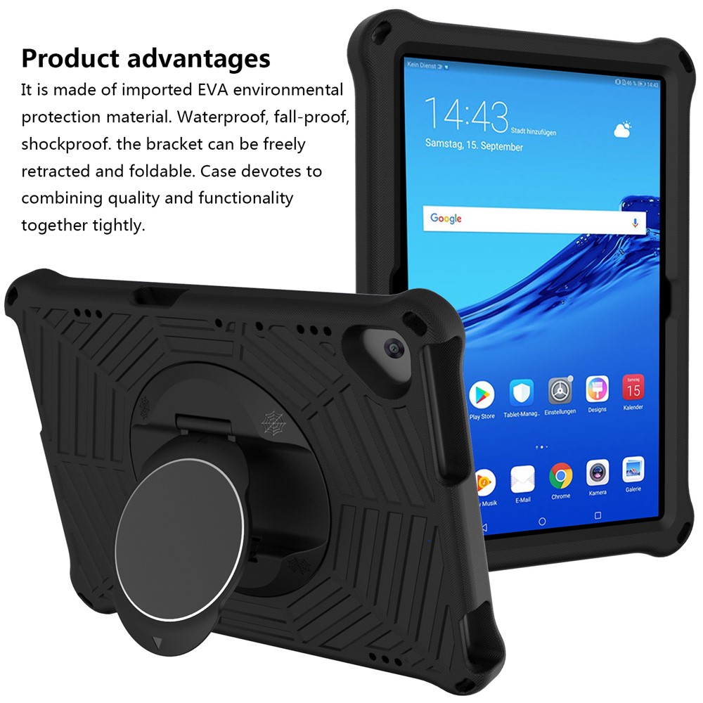 Spider Web Texture Kickstand EVA Case with Shoulder Strap for Huawei MediaPad T5 10.1 - Black-3