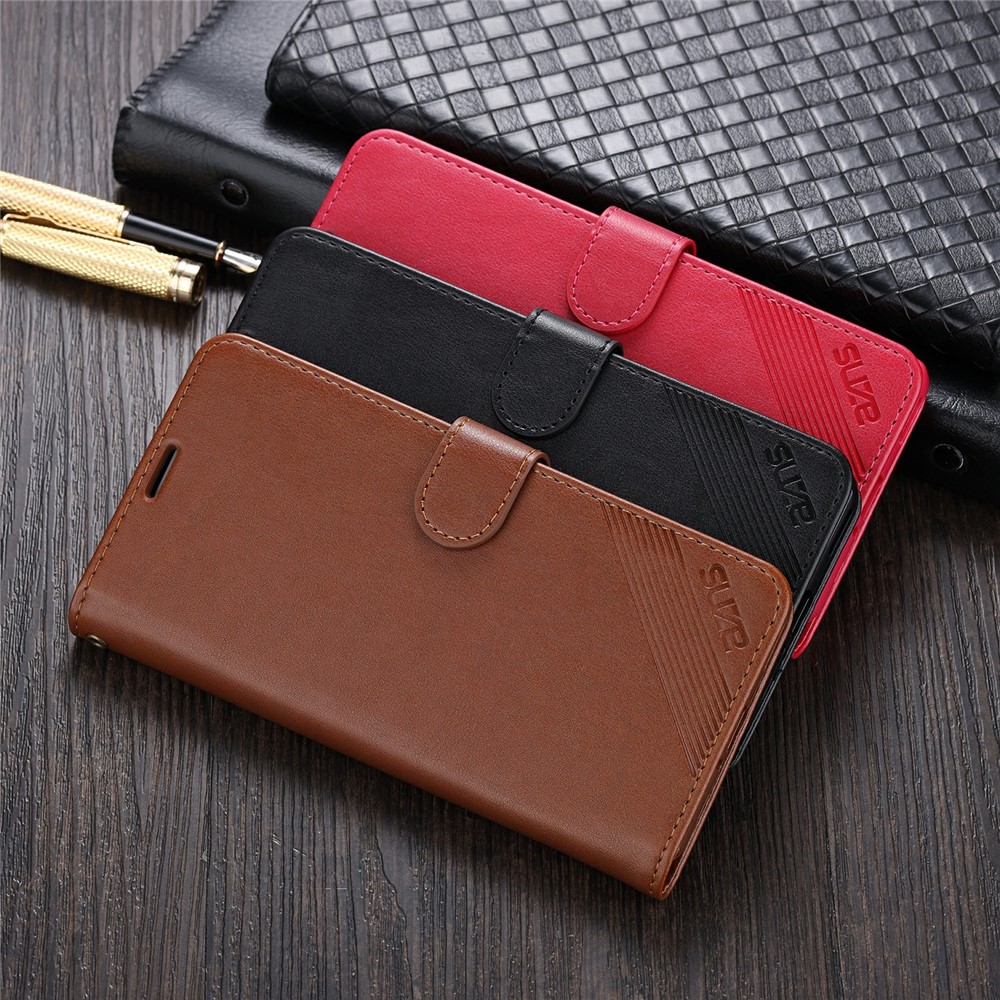 AZNS Wallet Stand Leather Protective Case for Huawei P smart 2021 - Brown-13