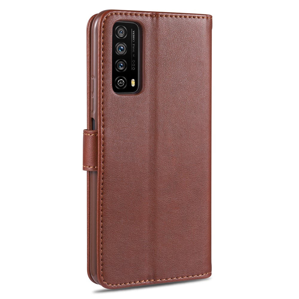AZNS Wallet Stand Leather Protective Case for Huawei P smart 2021 - Brown-3