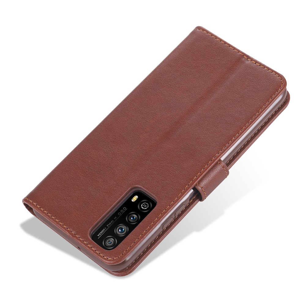 AZNS Wallet Stand Leather Protective Case for Huawei P smart 2021 - Brown-5