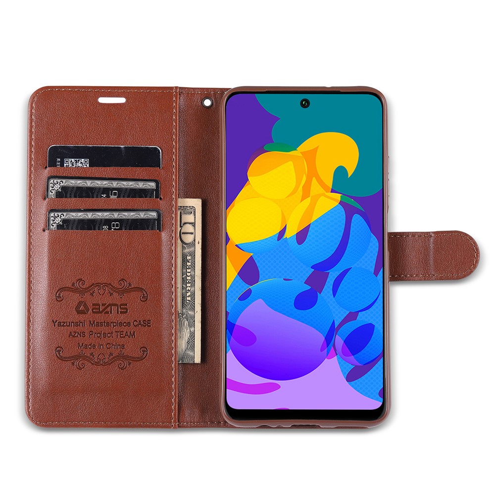 AZNS Wallet Stand Leather Protective Case for Huawei P smart 2021 - Brown-8