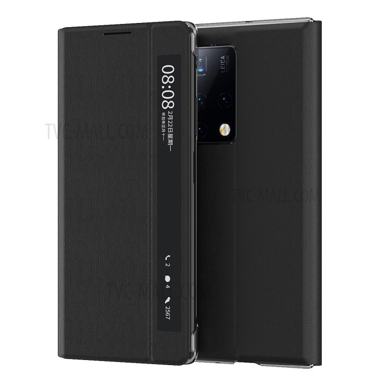 Fenster Anzeigen Leder Smart Shell Auto Wake & Schlafabdeckung Für Huawei Mate X2 - Schwarz-1