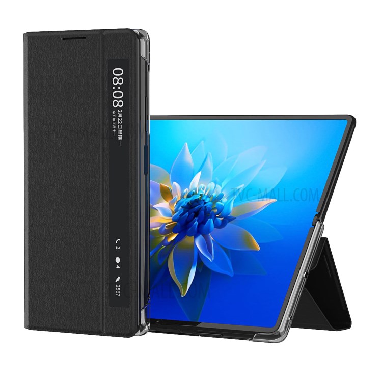Fenster Anzeigen Leder Smart Shell Auto Wake & Schlafabdeckung Für Huawei Mate X2 - Schwarz-2