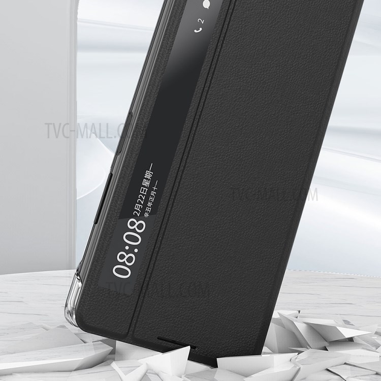 Fenster Anzeigen Leder Smart Shell Auto Wake & Schlafabdeckung Für Huawei Mate X2 - Schwarz-8