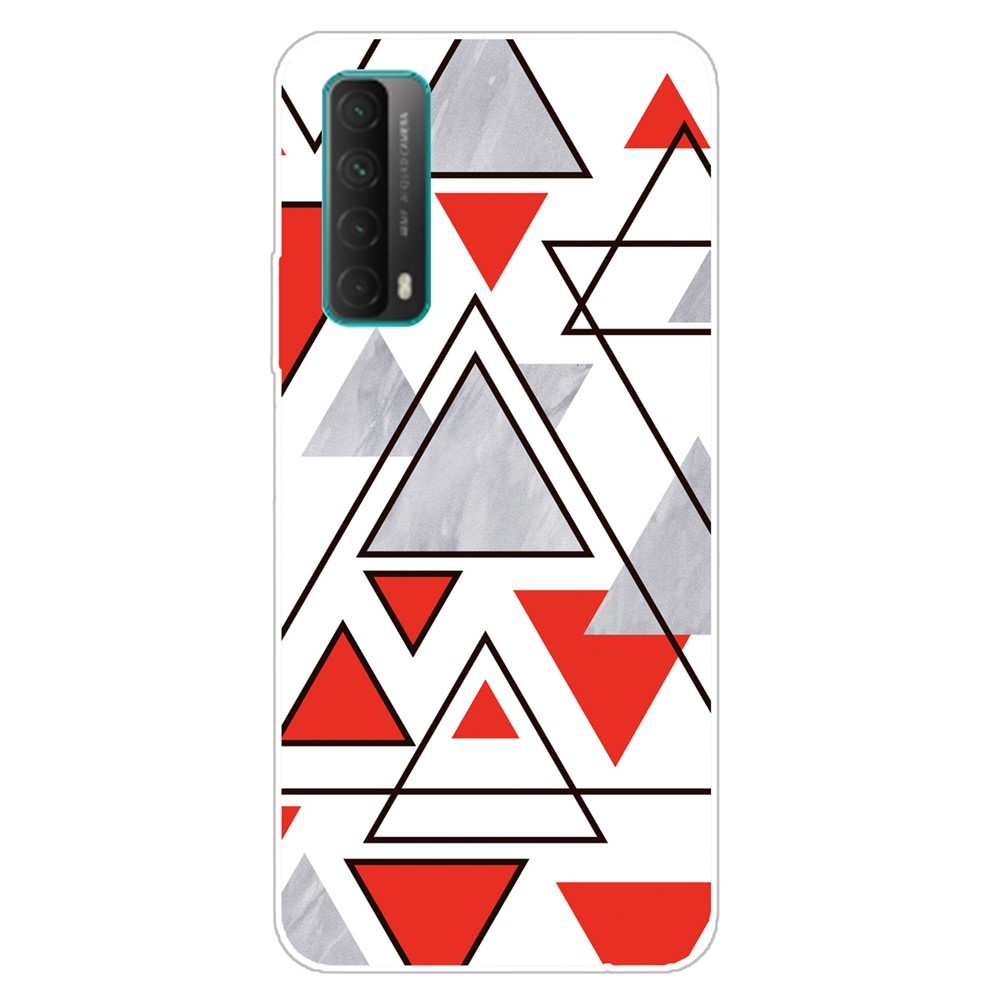 Triangle Marble Pattern Soft TPU Phone Back Cover Case for Huawei P smart 2021 / Y7a - Style A-1