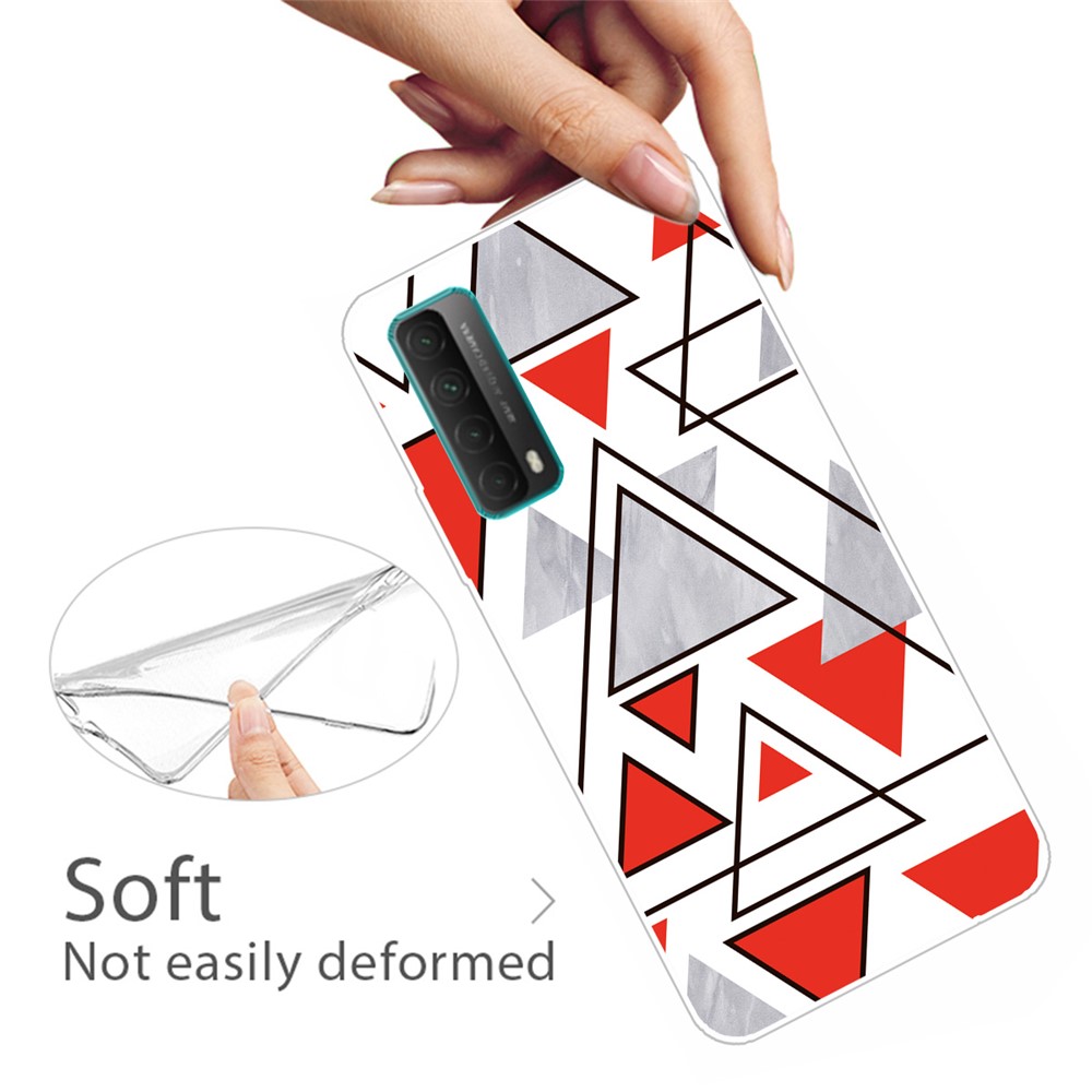 Triangle Marble Pattern Soft TPU Phone Back Cover Case for Huawei P smart 2021 / Y7a - Style A-3
