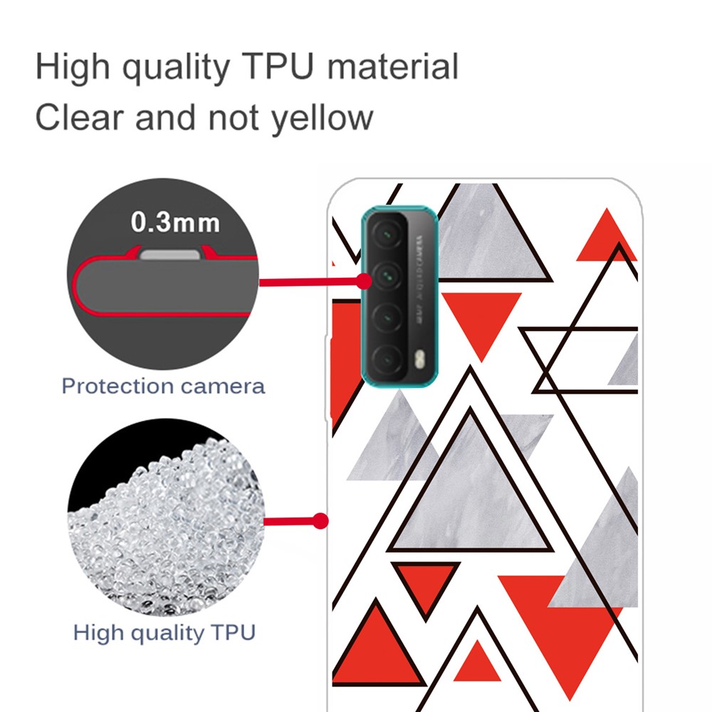 Triangle Marble Pattern Soft TPU Phone Back Cover Case for Huawei P smart 2021 / Y7a - Style A-4