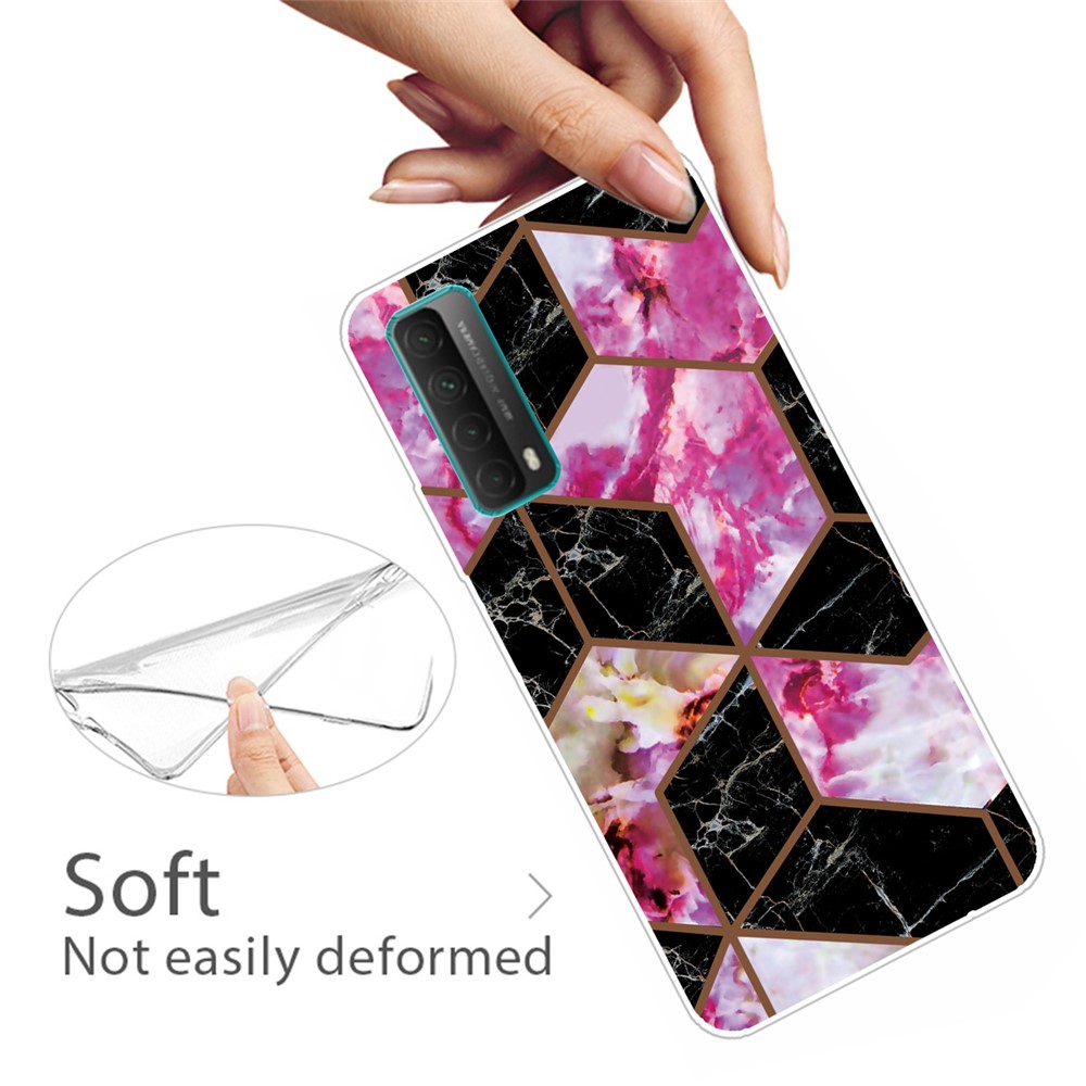 Marble Pattern Soft TPU Shockproof Phone Back Cover Case for Huawei P smart 2021 / Y7a - Style A-2