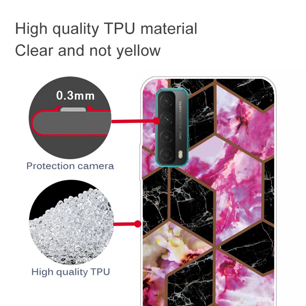 Marble Pattern Soft TPU Shockproof Phone Back Cover Case for Huawei P smart 2021 / Y7a - Style A-3