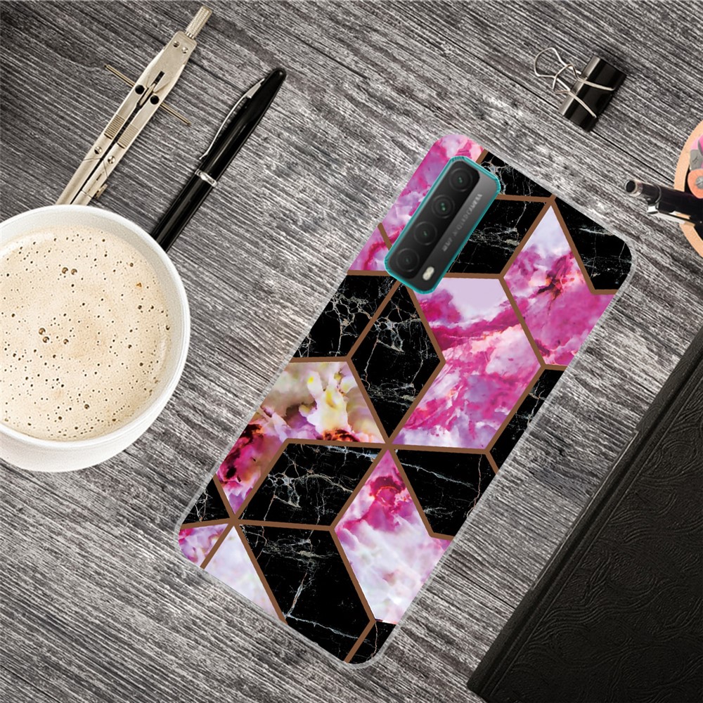 Marble Pattern Soft TPU Shockproof Phone Back Cover Case for Huawei P smart 2021 / Y7a - Style A-4