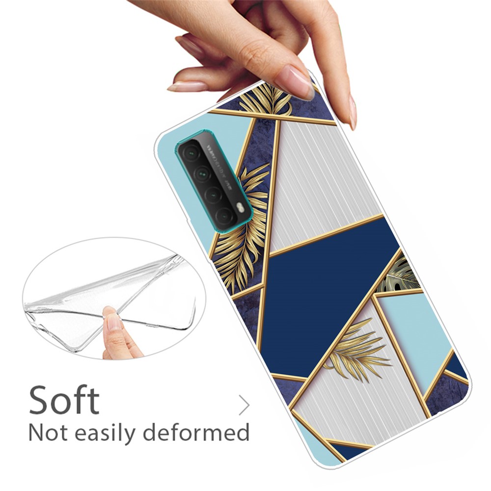 Soft TPU Shockproof Marble Pattern Phone Back Cover Case for Huawei P smart 2021 / Huawei Y7a - Style A-2