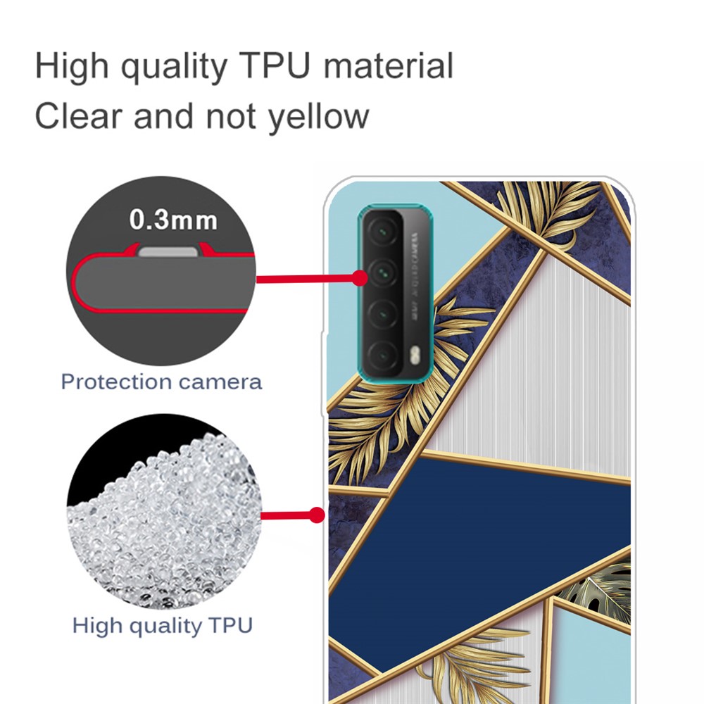 Soft TPU Shockproof Marble Pattern Phone Back Cover Case for Huawei P smart 2021 / Huawei Y7a - Style A-3