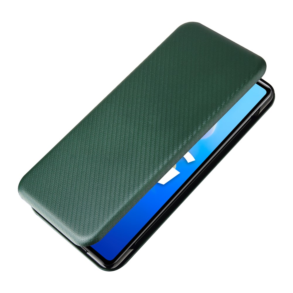 Carbon Fiber Texture Auto-absorbed Leather Phone Case Stand for Huawei Mate X2 - Green-6