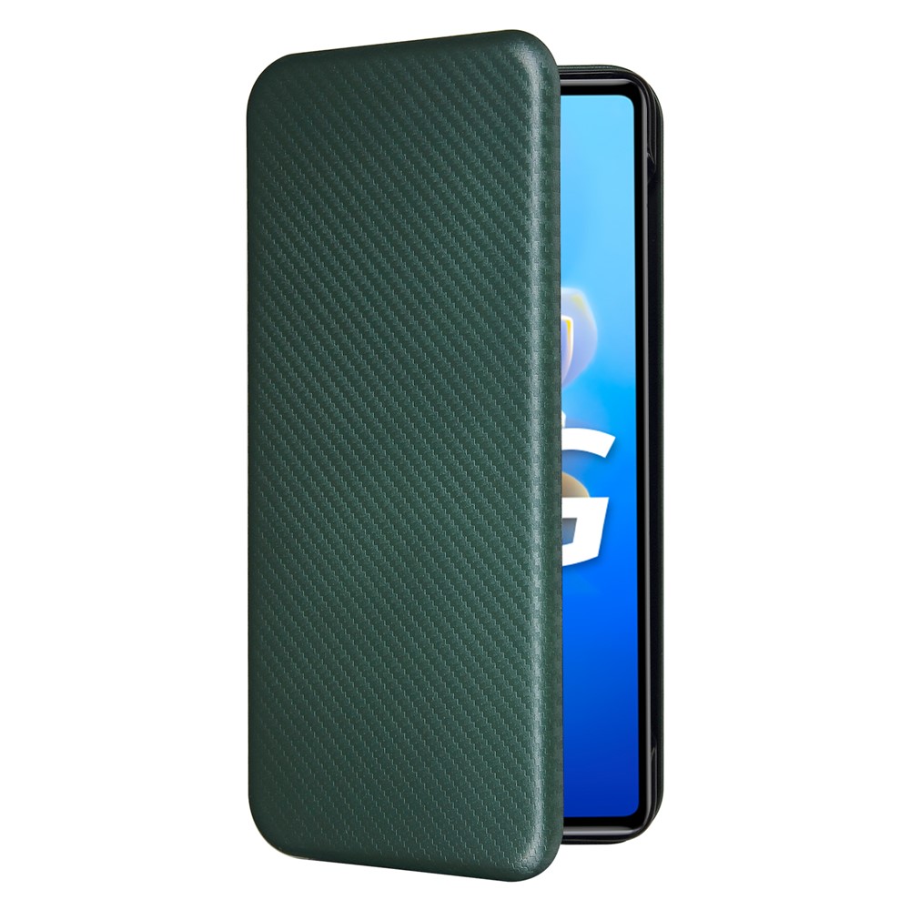 Carbon Fiber Texture Auto-absorbed Leather Phone Case Stand for Huawei Mate X2 - Green-7