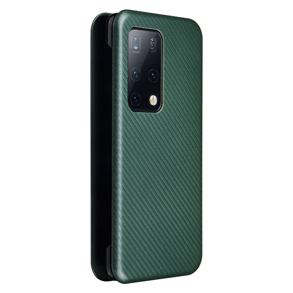 Carbon Fiber Texture Auto-absorbed Leather Phone Case Stand for Huawei Mate X2 - Green-8