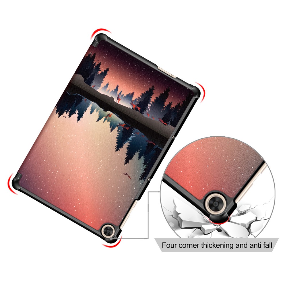 Tri-fold Stand Pattern Printing Leather Case Smart Tablet Cover for Huawei MatePad T 10S/T 10 /Enjoy Tablet 2 - Forest Scenery-6