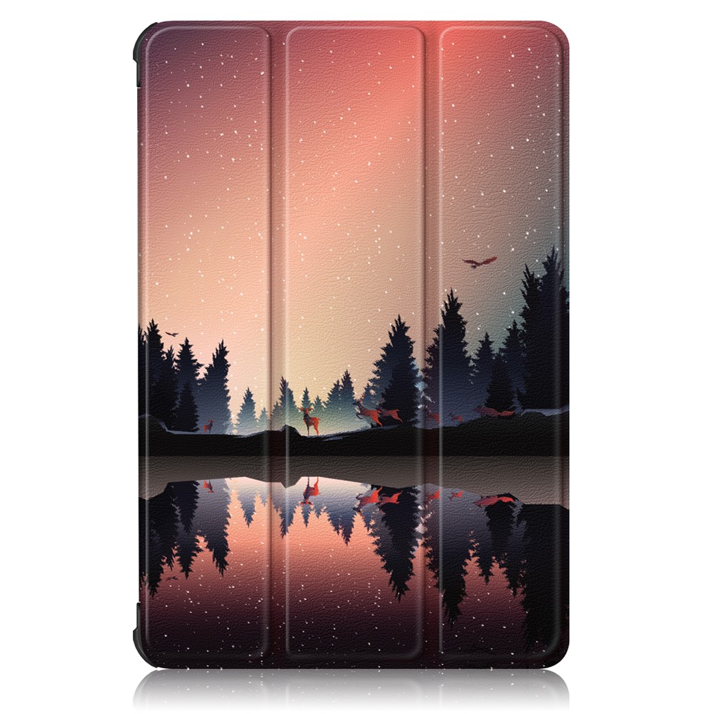 Tri-fold Stand Pattern Printing Leather Case Smart Tablet Cover for Huawei MatePad T 10S/T 10 /Enjoy Tablet 2 - Forest Scenery-8