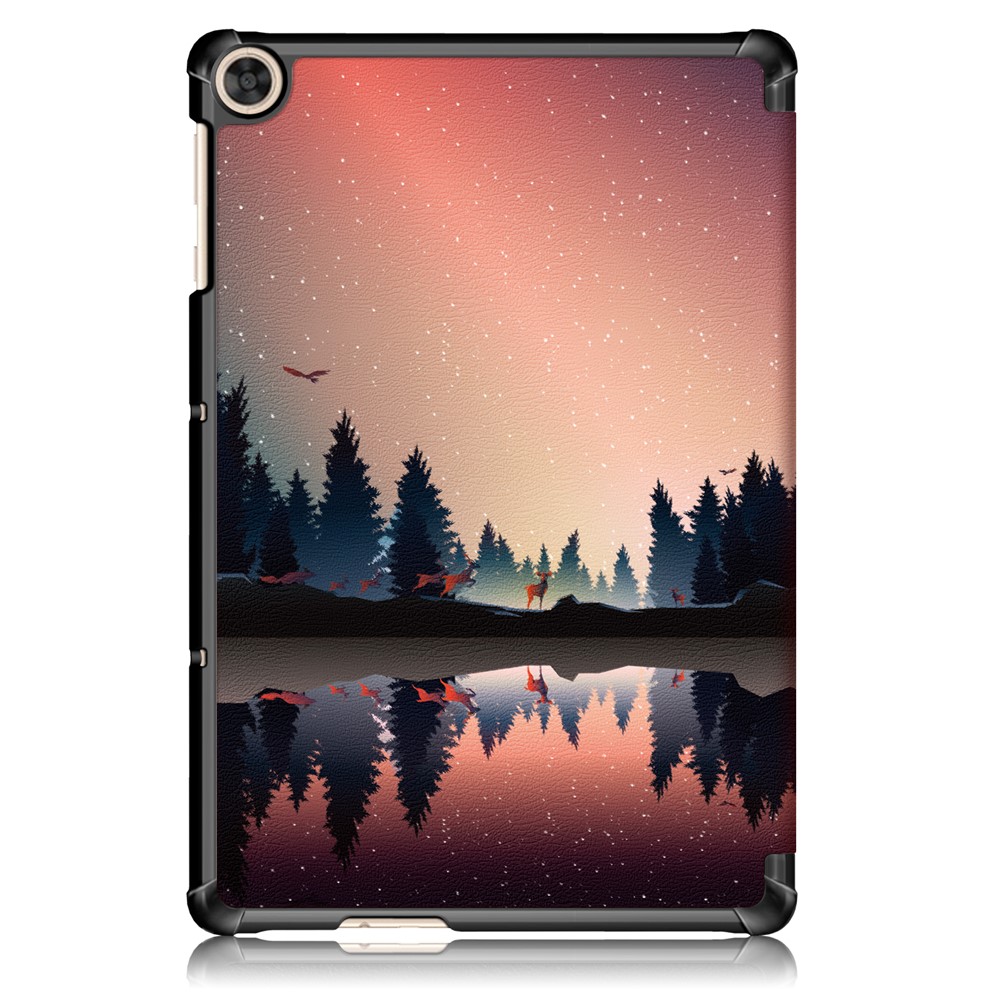 Tri-fold Stand Pattern Printing Leather Case Smart Tablet Cover for Huawei MatePad T 10S/T 10 /Enjoy Tablet 2 - Forest Scenery-9