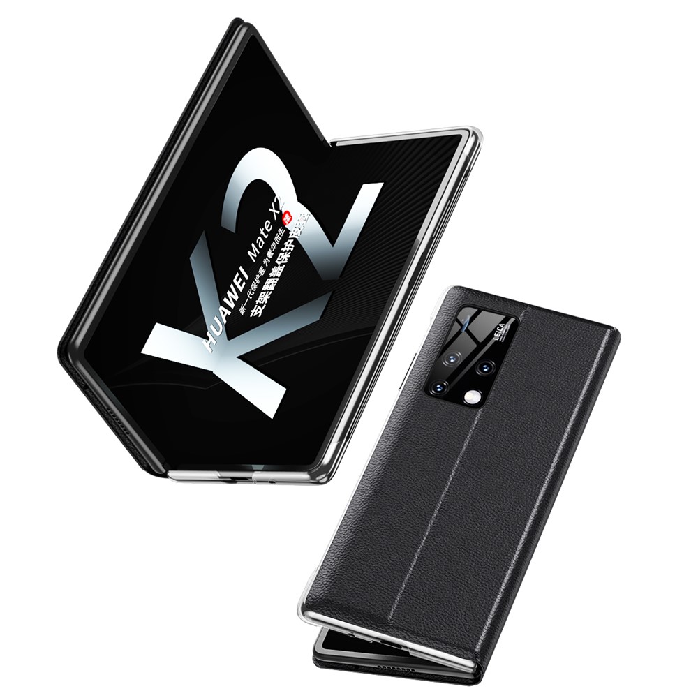 Neue Ansicht-Fensterständer Smart Leder Telefonabdeckung Für Huawei Mate X2 - Schwarz-3