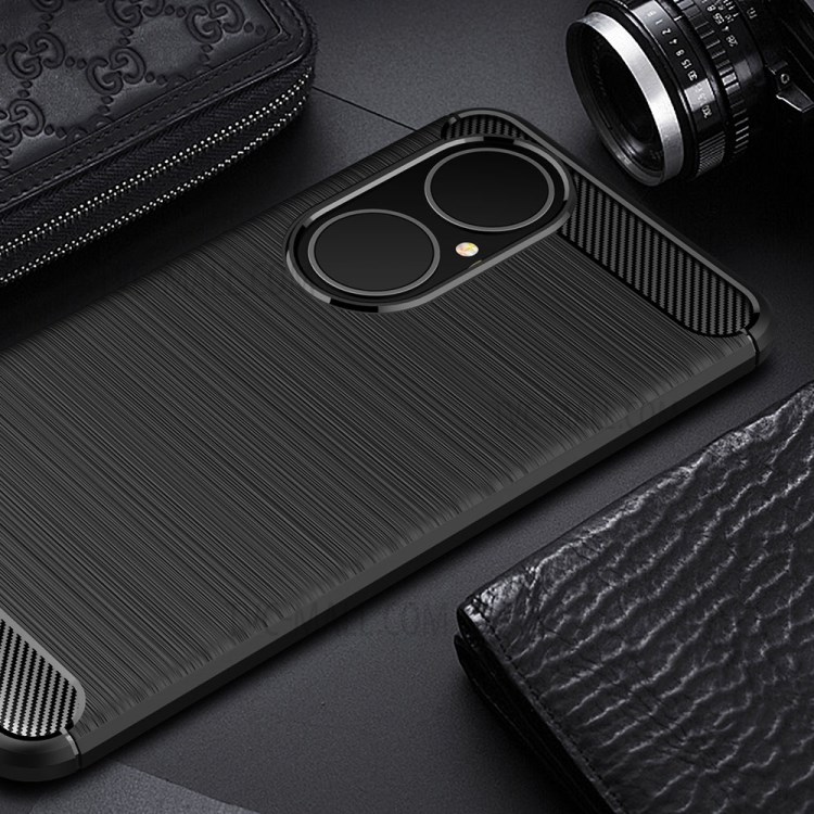 Textura de Fibra de Carbono Cepillada Case TPU TPU Soft Teléfono Para Huawei P50 - Negro