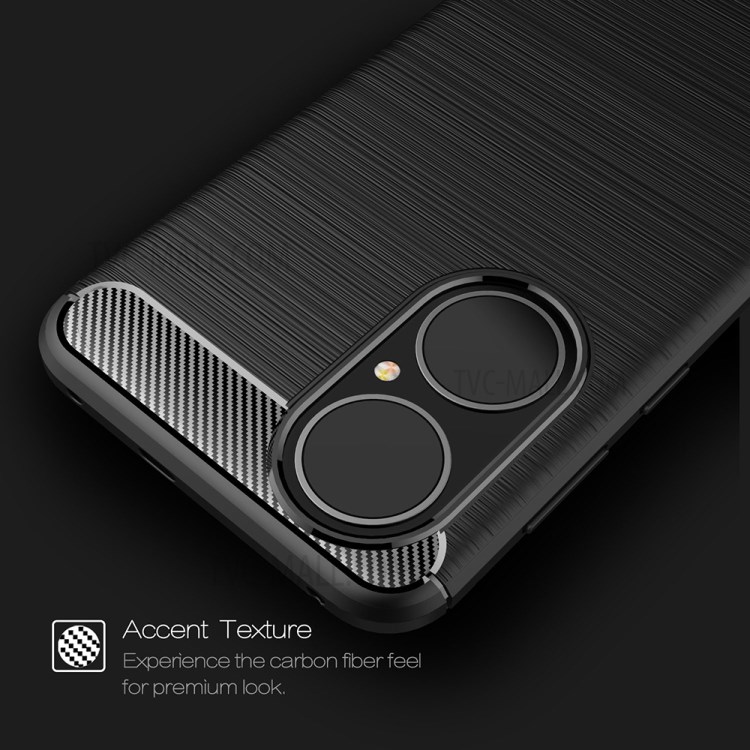 Brushed Carbon Fiber Texture TPU Case Soft Phone Cover for Huawei P50 - Black-3