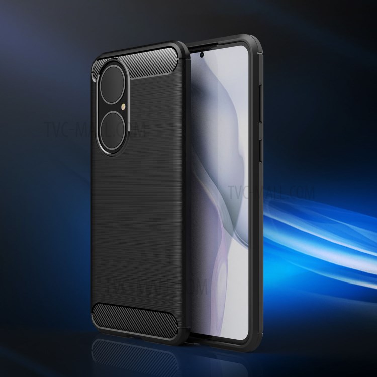 Brushed Carbon Fiber Texture TPU Case Soft Phone Cover for Huawei P50 - Black-9